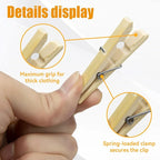Natural Bamboo Clothespins 20-Pack Wooden Clothes Pins - Image 5