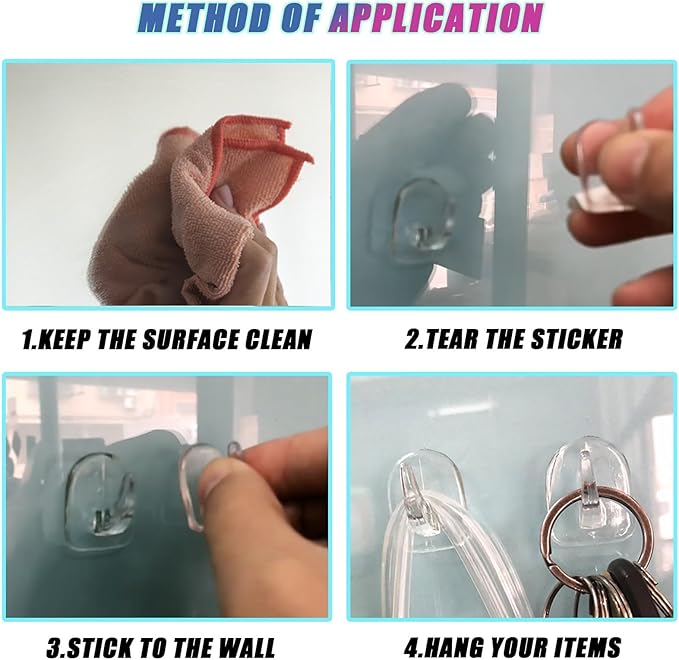 50 PCS Traceless Clear Plastic Adhesive Hooks No Damage Transparent Reusable - Image 3