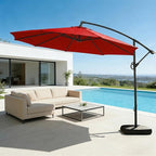 wikiwiki 10ft Patio Umbrella with Base Included, Outdoor Offset Cantilever Umbrella with Sandbag Base for Backyard, Garden and Pool, Easy to Tilt and Crank, Red - Image 9