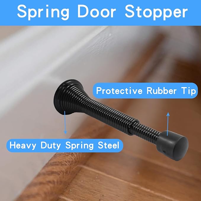 Luomorgo 2 Pcs Spring Door Stopper, Flexible Adjustable 3-1/16" to 4-11/16" - Image 3