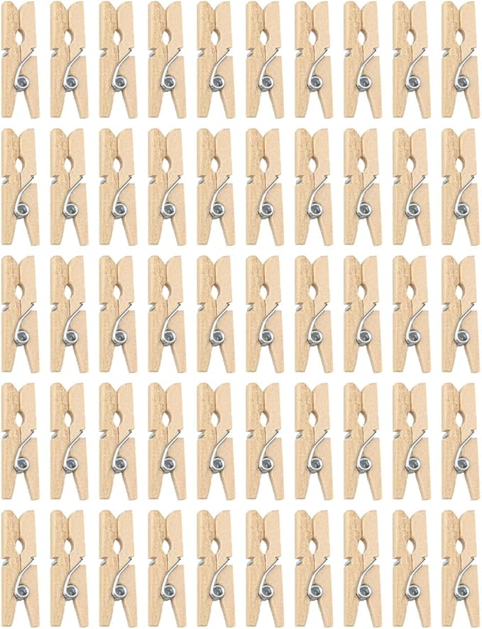 Wooden Clothes Pins, Natural Wood, 50 Pack, 1 Inch, Mini Wooden Rust Resistant by DIAO79NI