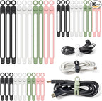 OneLeaf 30Pcs Cord Organizer, Silicone Cable Ties Reusable, Cord Ties by OneLeaf