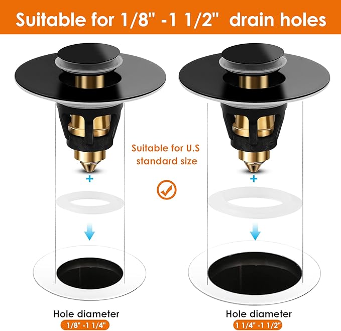 Universal Bathroom Sink Stopper, Basin Pop-up Bathroom Sink Drain Strainer - Image 5