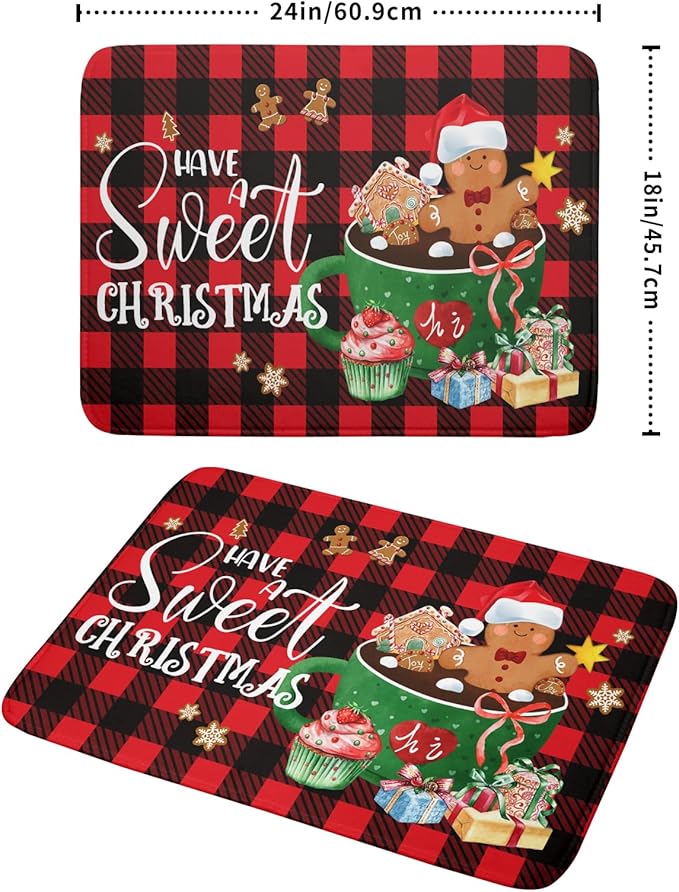 Giwawa Gingerbread Man Dish Drying Mat Large 18x24inch Have A Sweet Christmas - Image 2