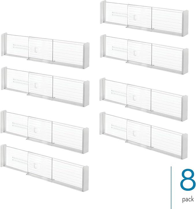 iDesign Plastic Adjustable Deep Kitchen or Dresser Drawers-Set of 8-Clear - Image 2
