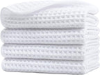 POLYTE 430 GSM Microfiber Lint Free Washcloth Face Towel, 13 x 13 in, 4 Pack by Polyte