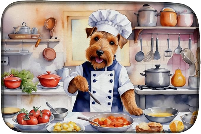 Caroline's Treasures DAC6338DDM Welsh Terrier The Chef Dish Drying Mat by CarolinesTreasures