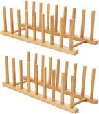HBlife 2pcs Bamboo Dish Plate Bowl Cup Book Pot Lid Cutting Board Drying Rack by HBlife