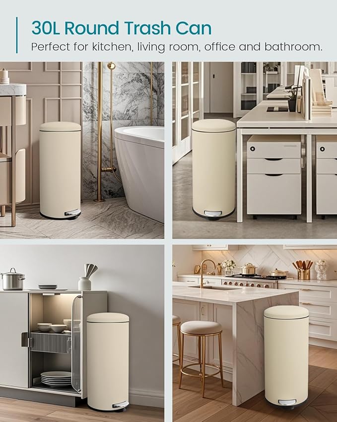 8 Gallon Trash Can, Stainless Steel Round Trash Can - Image 9