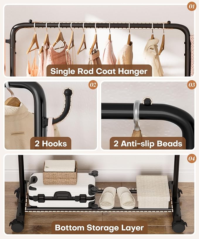 Homde Rolling Clothes Rack - Image 3