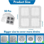 50 Pack Premium Disposable Shower Drain Hair Catcher Stickers – Waterproof Mesh - Image 7