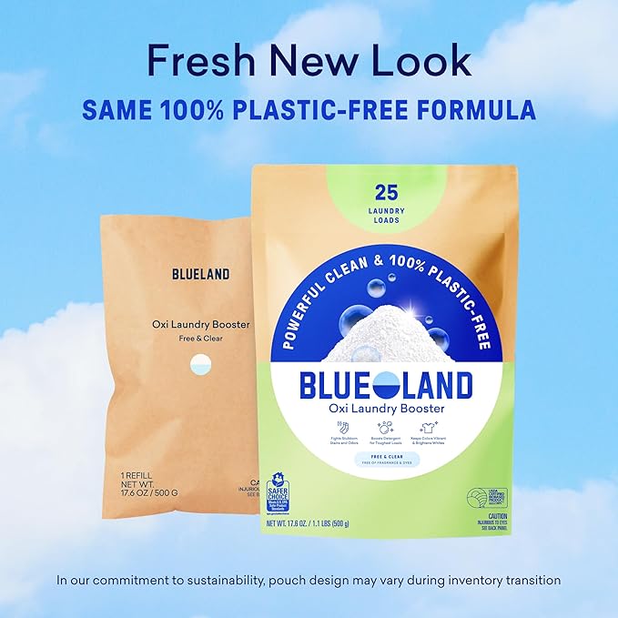 BLUELAND Oxi Laundry Booster Powder Refill 2-Pack, Fragrance Free & Clear - Image 9