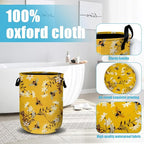 Bee Flower Laundry Basket, Spring Floral Laundry Hamper Collapsible Oxford Cloth - Image 4