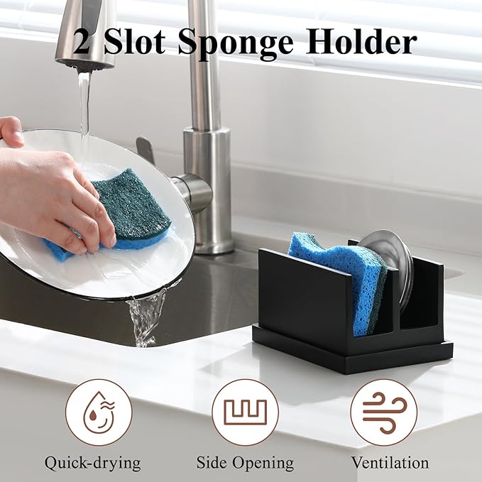 Luxspire Kitchen Sponge Holder for Sink, Dish Sponge Holder - Image 2