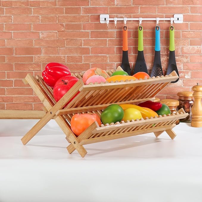SZUAH Collapsible Bamboo Dish Drying Rack - Image 4