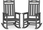 Oversized Outdoor Rocking Chairs Set of 2, High Back Porch Rocking Chair, HDPE All Weather Resistant Rocking Chairs for Patio, 380lbs Weight Capacity, Dark Grey by Suunyn