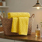 Artoid Mode 2 Pcs Yellow 3D Diamond Grid Jacquard Hand Towels - Image 5