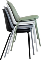 2xhome Modern Stackable Armless Dining Chair | Plastic Shell Seat with Metal Legs | Indoor or Outdoor Use | Home Kitchen Patio (4, Black, Padded Seat) - Image 4