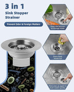 Hygie Rinse 3-in-1 Kitchen Sink Strainer Stopper Combo All Metal Stainless Pop - Image 4