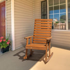 VINGLI Wooden Rocking Chair with High Backrest, Solid Fir Wood, Heavy Duty 600 LBS Patio Rockers for Indoor and Outdoor, Garden, Yard, Patio - Image 2