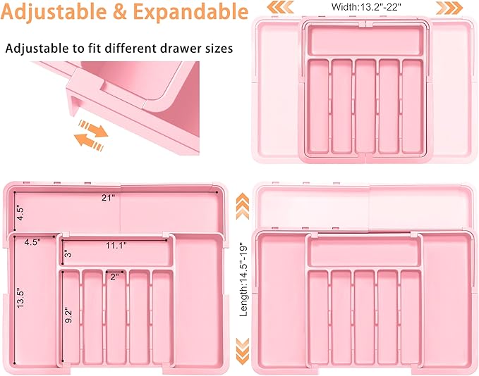 Silverware Organizer Expandable Kitchen Utensil Drawer Organizer Large BPA Free - Image 2