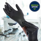 HALYARD Black Disposable Nitrile Exam Gloves Powder Free Medical, Food Safe - Image 3