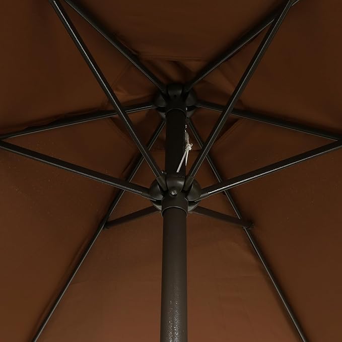 Blissun 7.5 ft Patio Umbrella, Yard Umbrella, Outdoor Market Umbrella with Push Button Tilt Crank, Brown - Image 3