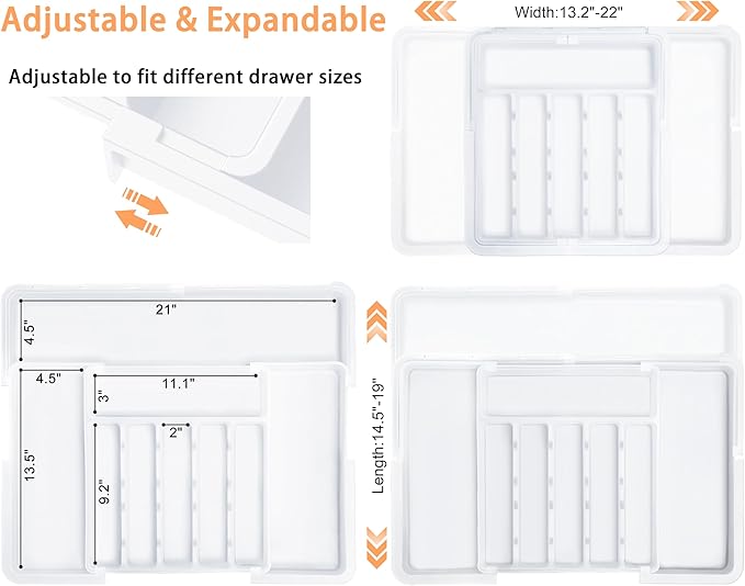 Large Silverware Drawer Organizer Expandable Kitchen Utensil Organizer BPA Free - Image 2