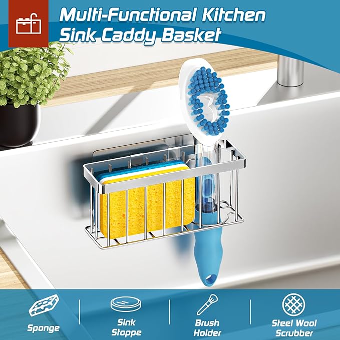 Sponge Holder for Kitchen Sink, Sink Caddy Organizer - Image 5
