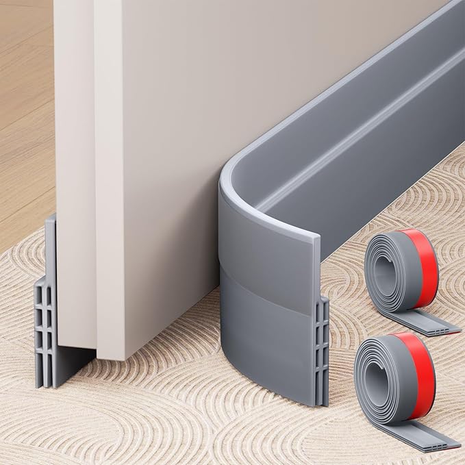 Hojoy 2 Pack Under Door Draft Stopper, Adjustable Door Sweep Anti-Collision by HOJOY
