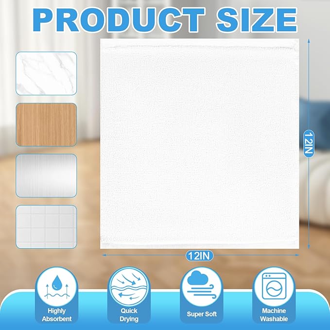 12 Pack 100% Cotton Wash Cloth, 12x12 Inch Highly Absorbent and Soft Feel - Image 2