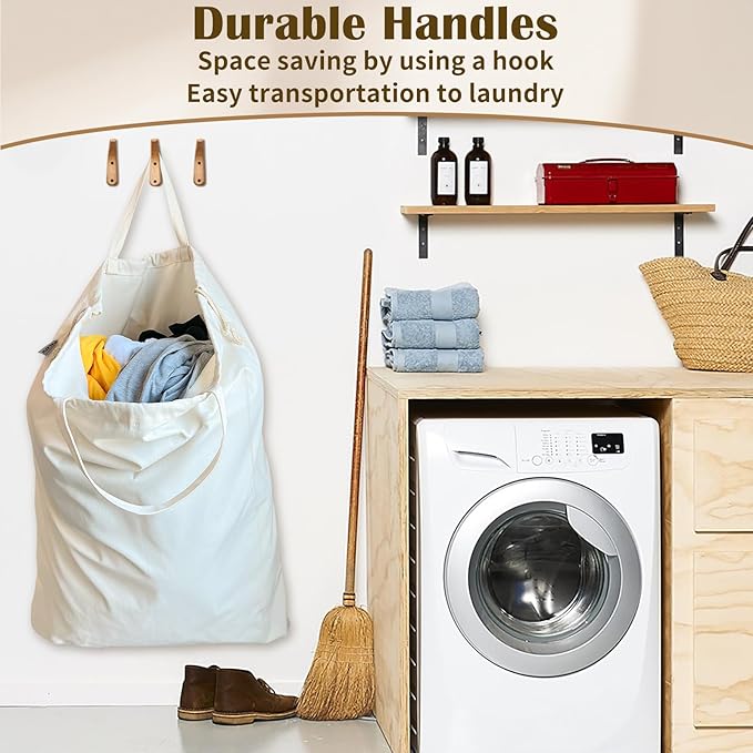 Canvas Laundry Bag with Handles & Drawstring Closure 30”Wx35"H, Thick Canvas - Image 6