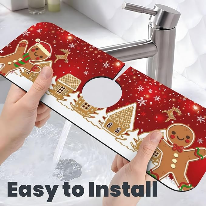 Christmas Snowflakes Gingerbread Man Deer Tree 15" X 5.5" Kitchen Sink Splash - Image 6