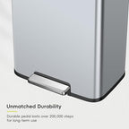 EKO Madison Matte Grey Stainless Steel 50 Liter/13.2 Gallon Step Trash Can - Image 5