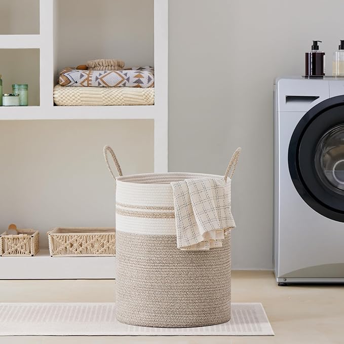 VIPOSCO Large Laundry Hamper, Tall Woven Rope Storage Basket - Image 7