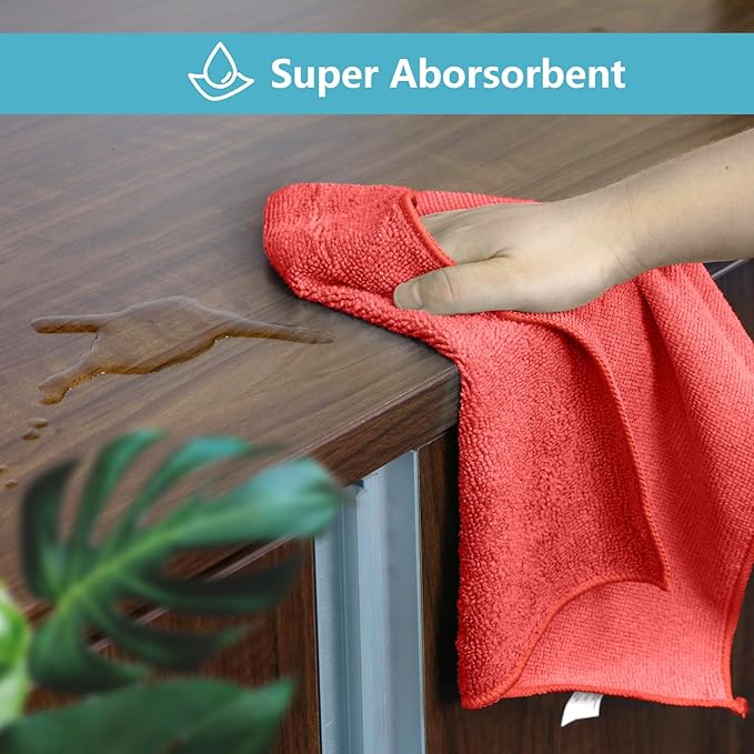 HOMEXCEL Red Microfiber Cleaning Cloth 100 Pack, Microfiber Towel - Image 3