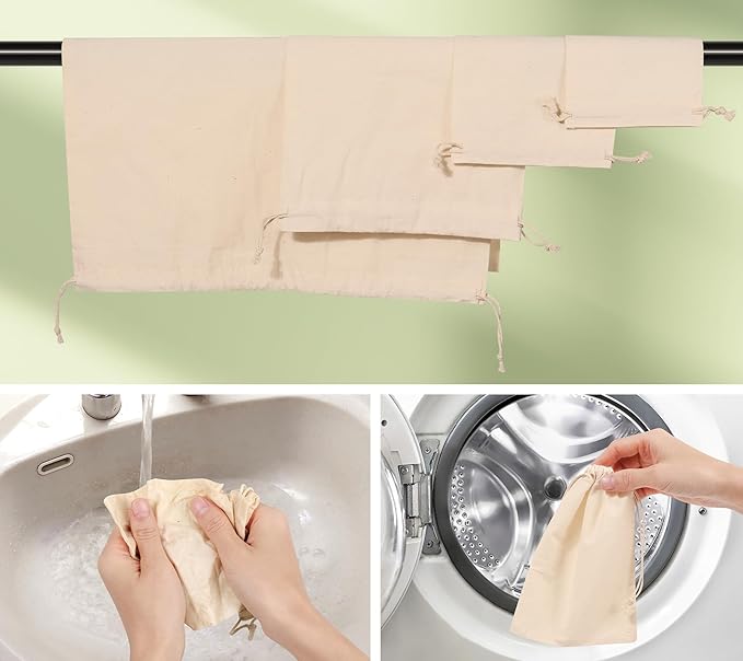 20PCS Cotton Produce Bags, 8X10inch Reusable Muslin Storage Bags - Image 6