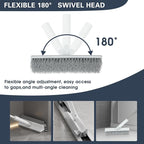 Floor Scrub Brush with Long Handle, 2 in 1 V-Shape Grout Brush with Squeegee + - Image 2