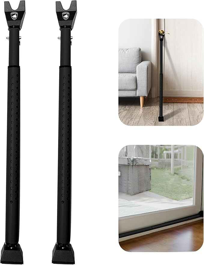 Sliding Door Security Bar, Door Jammer 2-in-1 Adjustable, Door Stoppers by GuardDogSecurity