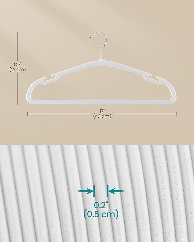 SONGMICS Velvet Hangers 50 Pack, Non-Slip Clothes Hangers, 17 x 8.3 Inches - Image 5