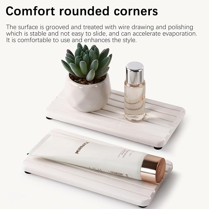 2 PCS Water Absorbent diatomite Coasters, 7.1" x 3.5" Water Absorbing Stone Tray - Image 2