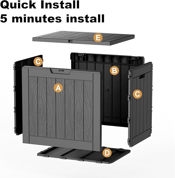 30 Gallon Outdoor Deck Box, Lockable Waterproof Outdoor Storage Boxes For Garden Tools,Indoor Cushions,Accessories Outside Storage Resin Weatherproof Container(Black) - Image 7