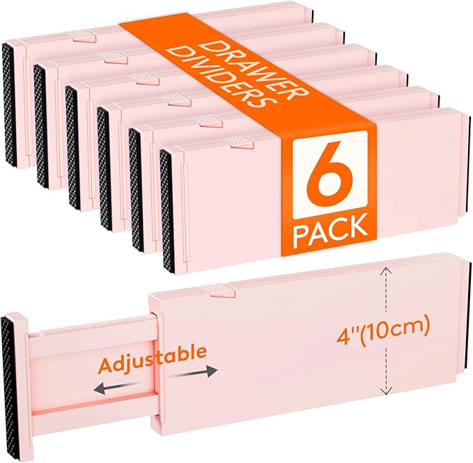 Lifewit 6 Pack Drawer Dividers 4" High 28-43.5cm/11-17" Adjustable Drawer by Lifewit