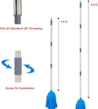 Screw On Microfiber String Mop, One Stainless Steel Pole + Two Blue Microfiber - Image 6