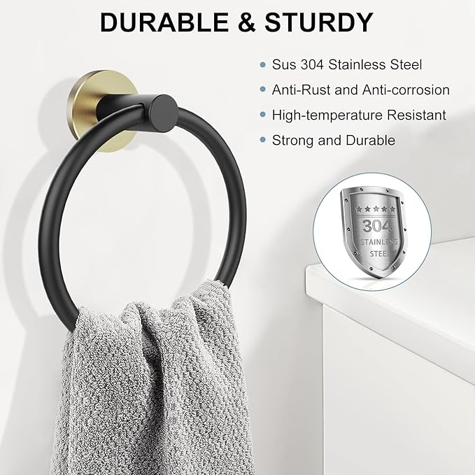 SetSail Towel Holder for Bathroom Wall 4 Packs Towel Ring Stainless Steel Heavy - Image 2