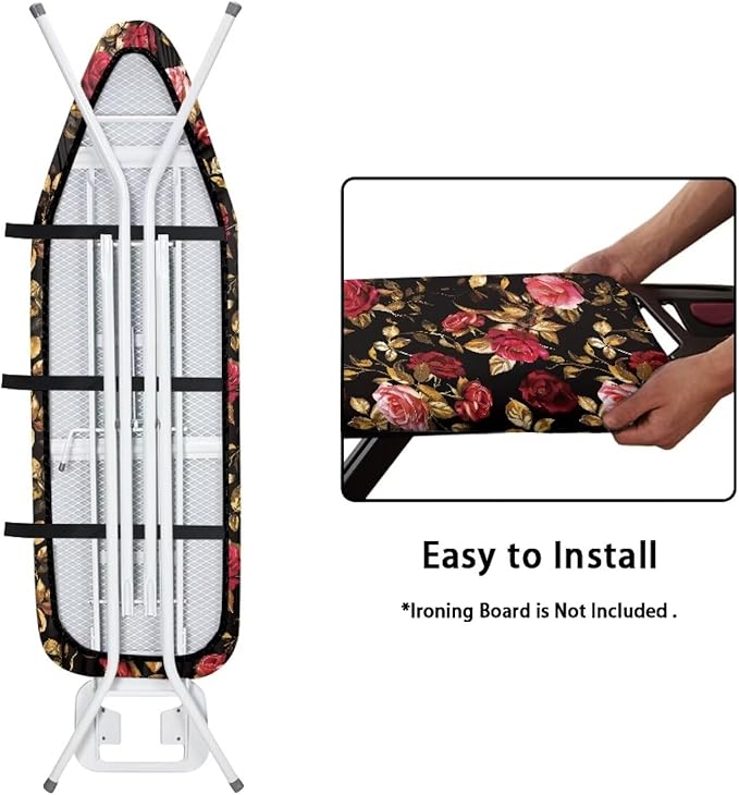 Red Rose Ironing Board Cover Standard Size 15 x 54, Thick Padding - Image 4