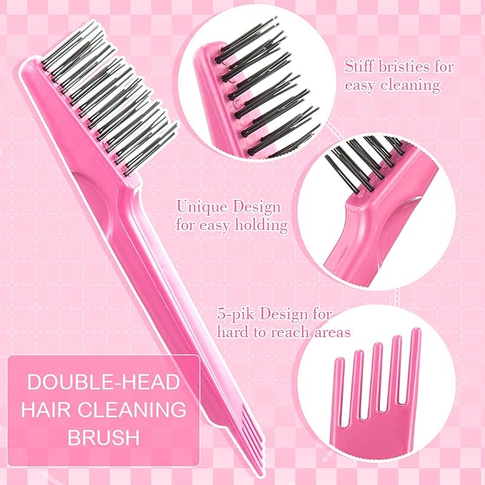 Boao 2 Pieces Hair Brush Cleaning Tool Comb Cleaner Brush Mini Comb Cleaning - Image 4