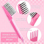 Boao 2 Pieces Hair Brush Cleaning Tool Comb Cleaner Brush Mini Comb Cleaning - Image 4