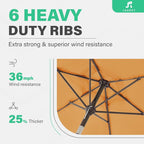 JEAREY 7.5FT Patio Umbrella Market Table Umbrella with 6 Sturdy Ribs, Push Button Tilt/Crank Outdoor Umbrella for Garden, Deck, Backyard, Pool and Beach,Tropical Orange - Image 3