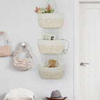 TeoKJ 3-Tier Woven Cotton Wall-Mounted Hanging Storage Baskets, Over the Door - Image 3